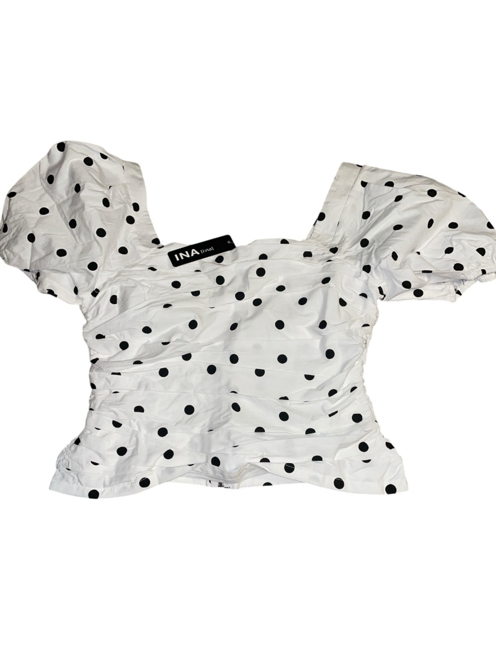INA Black + White Polka-Dot Print  Top